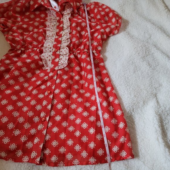 Charlotte Russe Top Floral Red Polka Dot Button Tunic Shirt Vintage Retr… - Picture 11 of 13